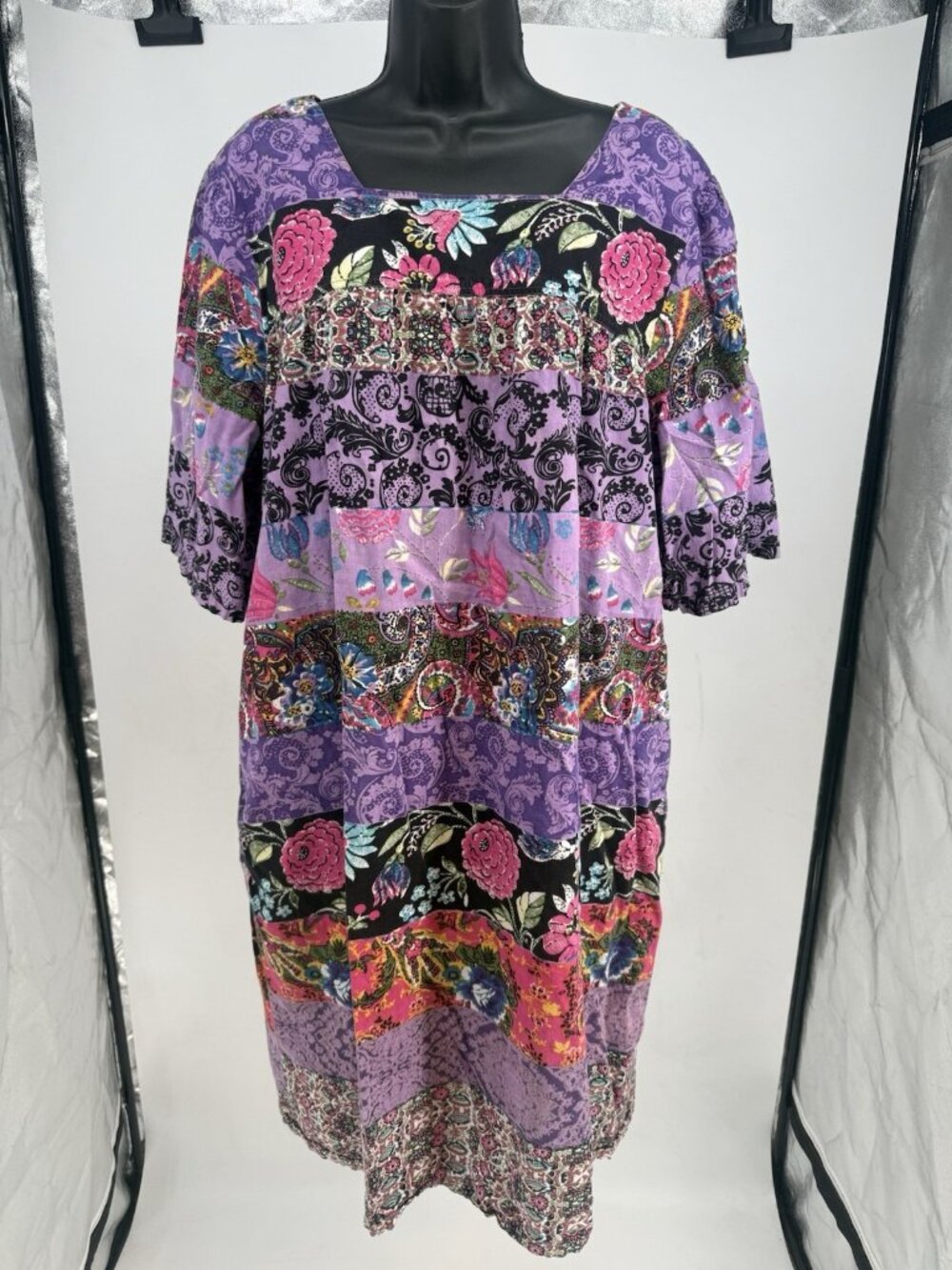 La Cera Women’s Cotton Muu Muu House Lounge Patio Purple Dress Plus Size 1X